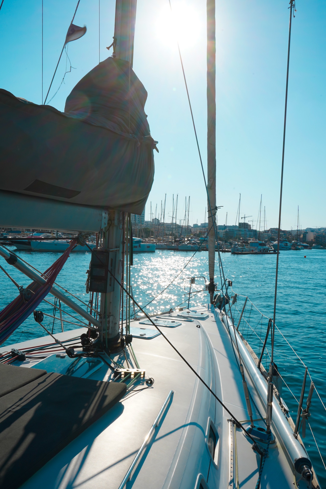Sailboat bow at the marina, Malta