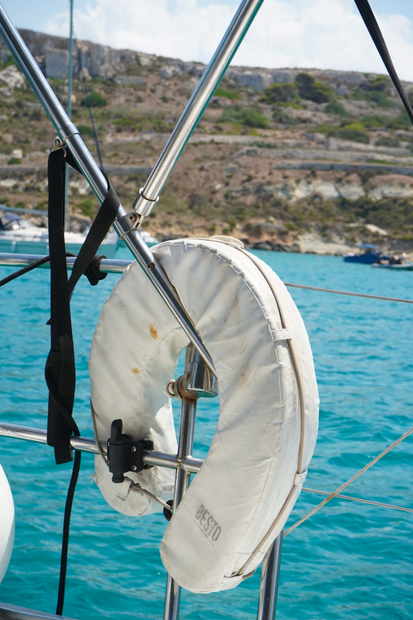 Life ring aboard the sailing charter, Malta